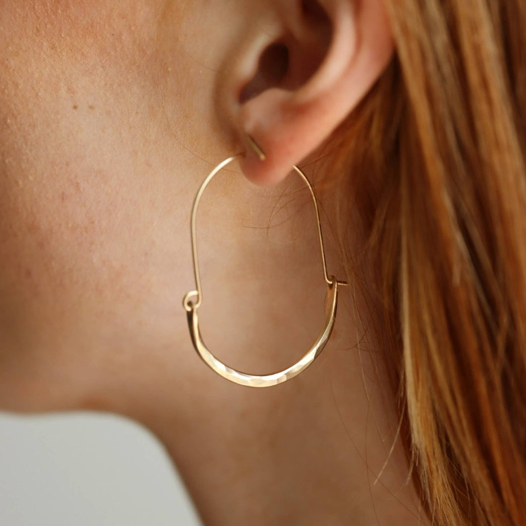 Token Jewelry - Hammered Paloma Hoops- Gold Filled