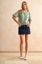 Load image into Gallery viewer, MIOU MUSE - PUFF SHORT SLEEVE CARDIGAN- Sage
