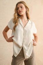 Load image into Gallery viewer, MIOU MUSE - Cream BUTTON DOWN CAP SLEEVE SHIRTS
