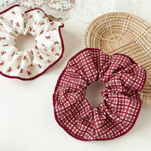 Load image into Gallery viewer, Adorro - Holiday Red Plaid &amp; Bows Scrunchies (Set of 2): Assorted
