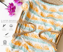 Load image into Gallery viewer, Coca + B. - Sun and Wave Surfer Organic Bamboo Swaddle
