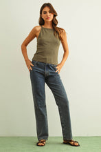 Load image into Gallery viewer, MIOU MUSE - BLACK SQUARE NECK RIBBED TANK TOP
