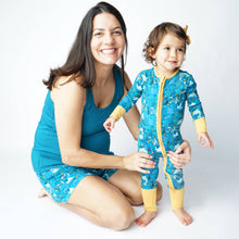 Load image into Gallery viewer, Emerson and Friends - Ocean Friends Bamboo Pajama Convertible Footie Romper: Blue / 6-12M
