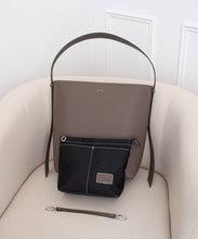 Load image into Gallery viewer, AALLYN - Jolina Bucket Tote - Leather: Wood Berry/Silver
