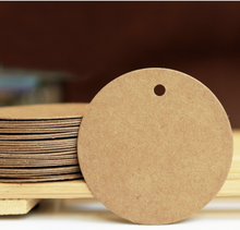 Load image into Gallery viewer, ByHome - 100pcs, 2.0&quot; circular kraft brown paper blank gift tag card: 2.0 and jute

