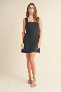MIOU MUSE -  LINEN SQUARE NECK MINI DRESS