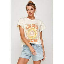Load image into Gallery viewer, Illustrated Society - HERE COMES THE SUN  GRAPHIC CROP TOP: IVORY / S
