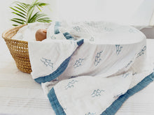 Load image into Gallery viewer, Coca + B. - Nautical Surfer Wave Organic Bamboo Blanket
