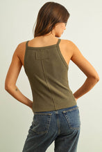 Load image into Gallery viewer, MIOU MUSE - WHITE SQUARE NECK RIBBED TANK TOP
