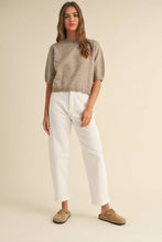 Load image into Gallery viewer, MIOU MUSE - T3675   SHORT SLEEVE SWEATER TOP: SAGE BUTTER / M
