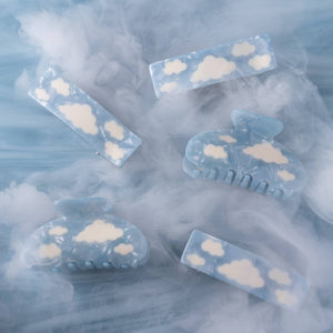 WINONA IRENE - Lucy Sky Blue with White Clouds Acetate Hair Claw Clip