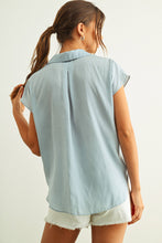 Load image into Gallery viewer, MIOU MUSE - Cream BUTTON DOWN CAP SLEEVE SHIRTS

