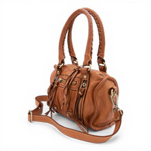 Load image into Gallery viewer, Bolsa Nova Handbags - Small Leather Pocket Satchel w/removeable strap: Cognac
