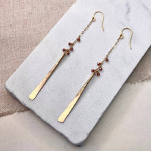 Load image into Gallery viewer, Elysium Jewelry - Hammered Stick Beaded Earrings: Gold Filled / Turquoise
