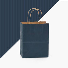 Load image into Gallery viewer, Nashville Wraps - Recycled Shadow Stripe Kraft Paper Retail Shopping Bags: Picket Fence / 25 Pack / Cub 8x4.75x10.5"
