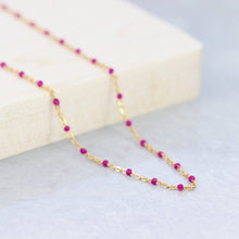 Load image into Gallery viewer, Sloane Jewelry Design - Enamel Beaded 14K Gold Filled Chain Necklace: White
