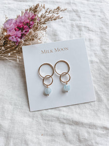 Milk Moon - Open Heart Earrings: Pearl