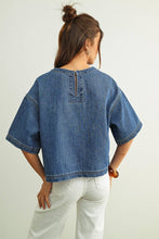 Load image into Gallery viewer, MIOU MUSE - DENIM SHORT SLEEVE TOP
