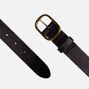 Amsterdam Heritage - Marin Gold Oval Buckle Belt Camel- M/L