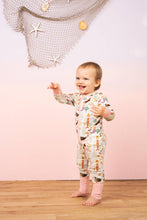 Load image into Gallery viewer, Emerson and Friends - Making Waves Mermaids Coastal Bamboo Baby Pajamas Convertible Romper: NB
