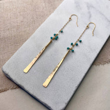 Load image into Gallery viewer, Elysium Jewelry - Hammered Stick Beaded Earrings: Gold Filled / Turquoise
