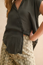 Load image into Gallery viewer, MIOU MUSE - Baby Blue - BUTTON DOWN CAP SLEEVE SHIRT

