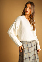 Load image into Gallery viewer, MIOU MUSE - V-NECK OVERSIZED LONG SLEEVE SWEATER TOP
