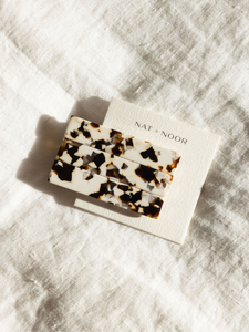 NAT + NOOR - Flora Hair Clips- Black + White