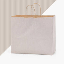 Load image into Gallery viewer, Nashville Wraps - Recycled Shadow Stripe Kraft Paper Retail Shopping Bags: Picket Fence / 25 Pack / Cub 8x4.75x10.5"
