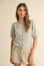 Load image into Gallery viewer, MIOU MUSE - PUFF SHORT SLEEVE CARDIGAN- Heather Grey
