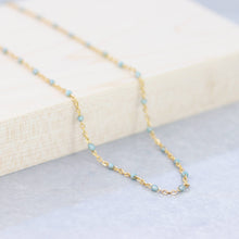 Load image into Gallery viewer, Sloane Jewelry Design - Enamel Beaded 14K Gold Filled Chain Necklace: Pearlescent Blue

