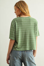 Load image into Gallery viewer, MIOU MUSE - GREEN STRIPE COTTON LINEN TOP
