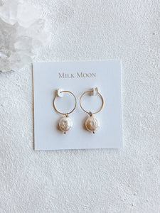 Milk Moon - Pearl Hoops