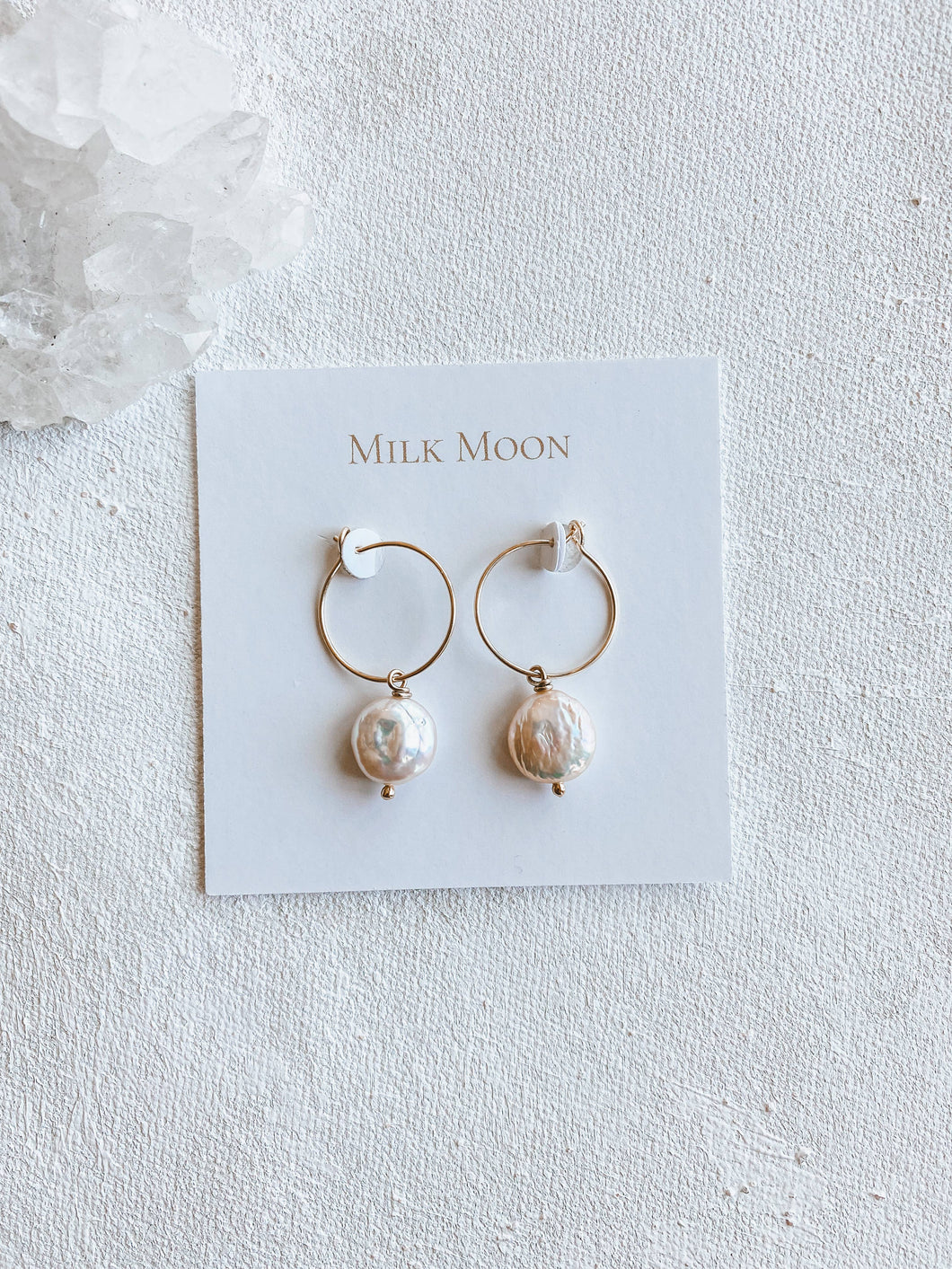 Milk Moon - Pearl Hoops