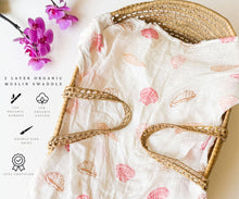 Load image into Gallery viewer, Coca + B. - Seashell Print Organic Bamboo Swaddle
