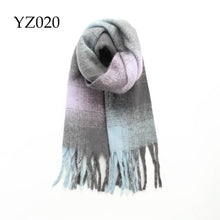 Load image into Gallery viewer, Adorro - Chunky Oblong Plaid Fleece Scarf- Pink and Grey
