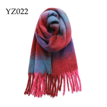Load image into Gallery viewer, Adorro - Chunky Oblong Plaid Fleece Scarf- Pink and Grey
