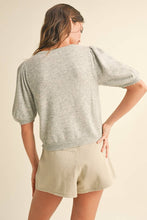 Load image into Gallery viewer, MIOU MUSE - PUFF SHORT SLEEVE CARDIGAN- Heather Grey
