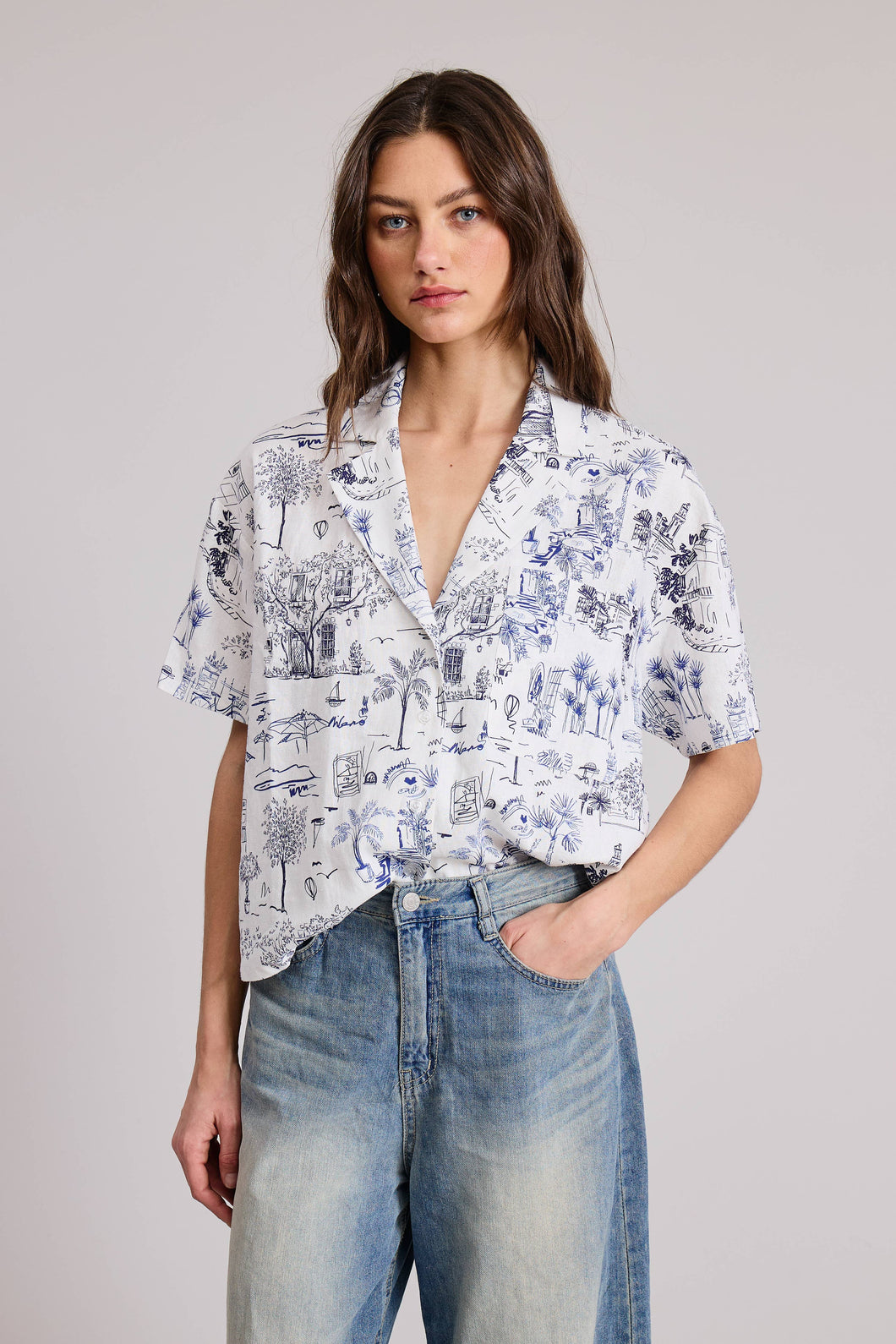 FLAT WHITE - Milano Printed Shortsleeve Shirt