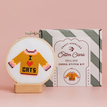 Load image into Gallery viewer, Cotton Clara - I Love Cats Cross Stitch Kit
