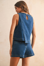Load image into Gallery viewer, MIOU MUSE - ASYMMETRIC CUT DENIM TOP
