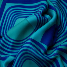 Load image into Gallery viewer, Voyager Silk - Silk Scarves - Ripple Scarf | 100% Silk Bandana | Women's Turquoise Scarf: 26" × 26"
