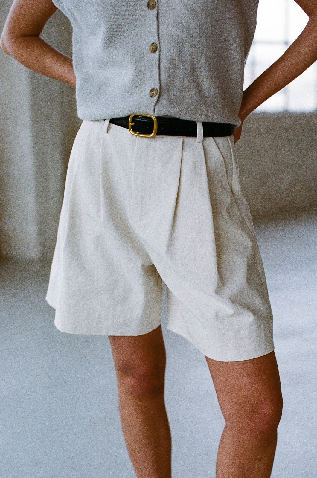 a.ren -Woven Cotton Straight Leg Short