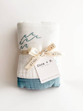 Load image into Gallery viewer, Coca + B. - Nautical Surfer Wave Organic Bamboo Blanket

