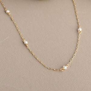 Britta Ambauen Jewelry - Delicate Pearl Chain 14k gold fill