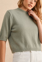 Load image into Gallery viewer, MIOU MUSE - T3675   SHORT SLEEVE SWEATER TOP: SAGE BUTTER / M
