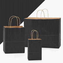 Load image into Gallery viewer, Nashville Wraps - Recycled Shadow Stripe Kraft Paper Retail Shopping Bags: Picket Fence / 25 Pack / Cub 8x4.75x10.5"
