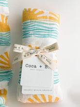 Load image into Gallery viewer, Coca + B. - Sun and Wave Surfer Organic Bamboo Swaddle
