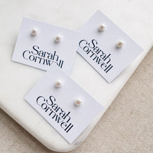 Load image into Gallery viewer, Sarah Cornwell - White Pearl Studs: 3-3.5mm
