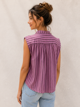 Load image into Gallery viewer, Color Block - Gathered Stripe Sleeveless Blouse
